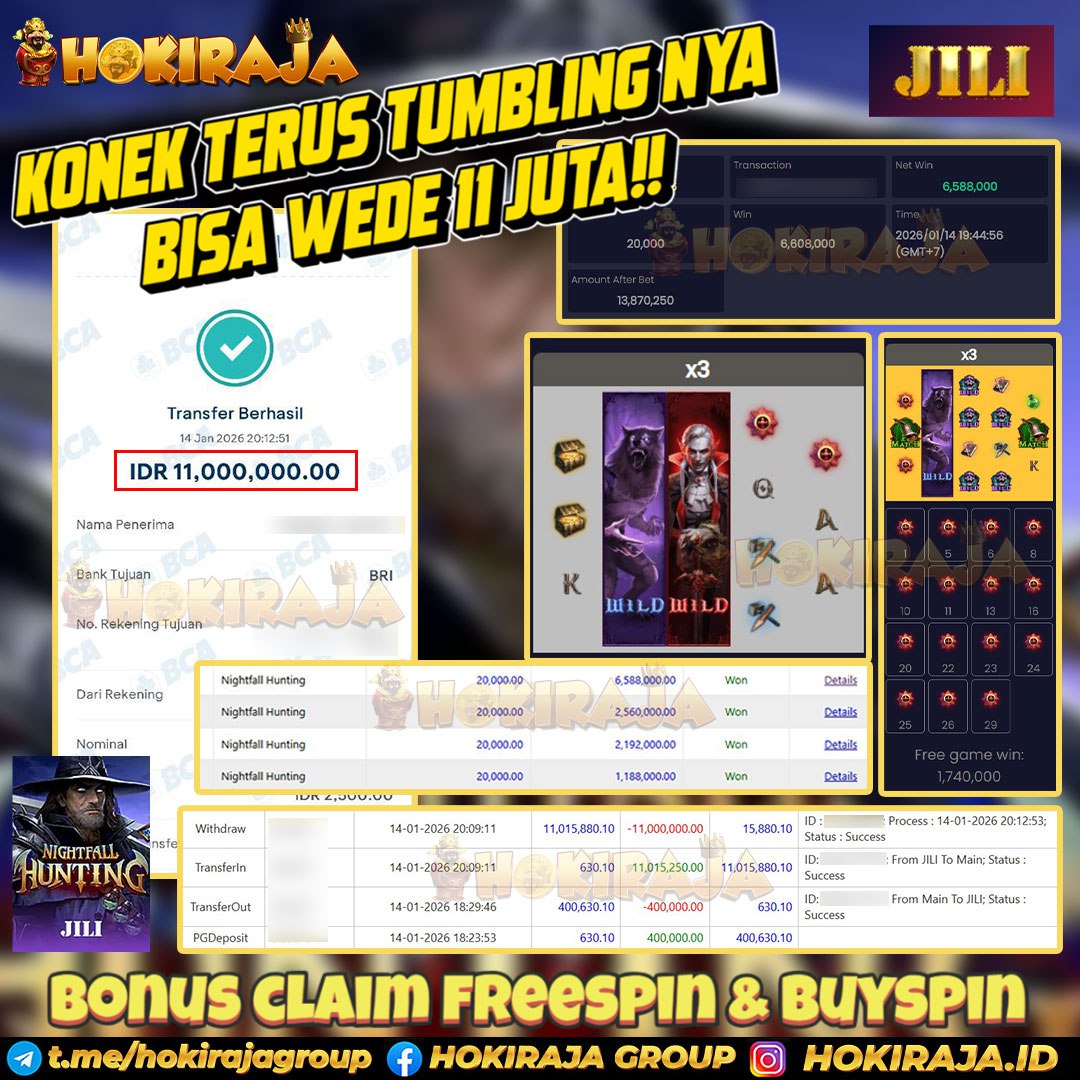 HOKIRAJA JACKPOT SLOT NIGHTFALL HUNTING RP 11.000.000 ID : GOR***